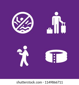 4 hotel icons in vector set. pool, guest, waiter and swimming pool illustration for web and graphic design