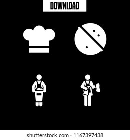 4 hotel vector icon set with chef, relaxing and maid icons for mobile and web