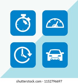 4 hour icons in vector set. stopwatch, clock, traffic and meter illustration for web and graphic design
