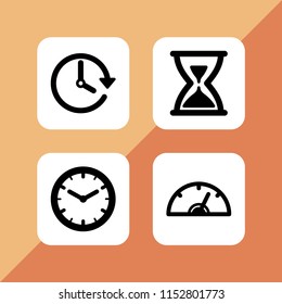 4 hour icons in vector set. meter, clock and wall clock illustration for web and graphic design