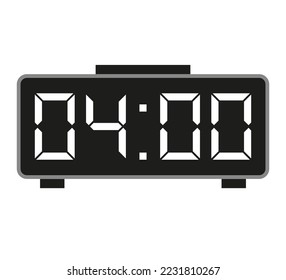 4 Stunden Wecker. Zeitstempel-Vektorgrafik. Zeit für die Kennzeichnung der Uhr
