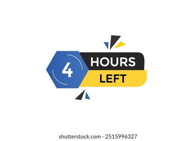 4 hours left, icon, stile, timer, countdown, clock, time,  background, template, 4 hours left, countdown, sticker, left banner, business, sale, label button
