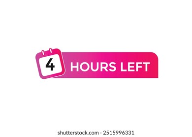 4 hours left, icon, stile, timer, countdown, clock, time,  background, template, 4 hours left, countdown, sticker, left banner, business, sale, label button
