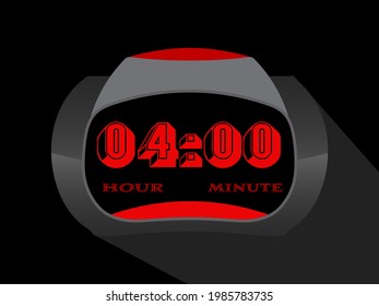 4 hours time clock, four hours digital clock illustration