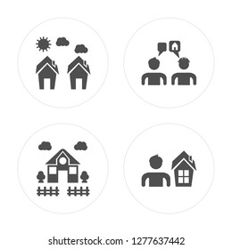 4 House, Chat, Agent modern icons on round shapes, vector illustration, eps10, trendy icon set.