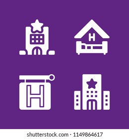 4 house icons in vector set. hotel and bed illustration for web and graphic design