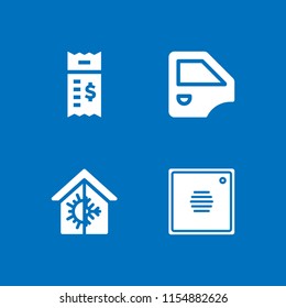 4 house icons in vector set. air conditioning, mirror, intercom and bill illustration for web and graphic design