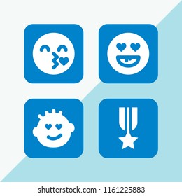 4 hug icons in vector set. love, kiss, military and in love illustration for web and graphic design