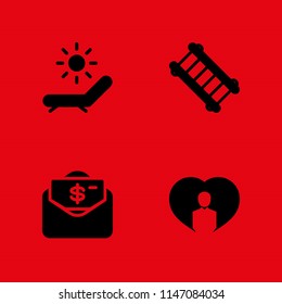 4 human icon set with ladder, hammock and person inside a heart vector illustration for graphic design and web