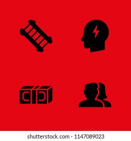 4 human icon set with ladder, money and head vector illustration for graphic design and web