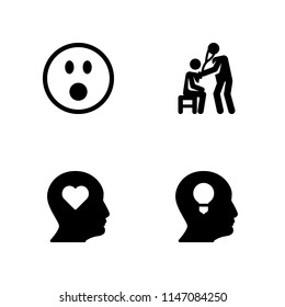 4 human icon set with profile, health care and shocked vector illustration for graphic design and web