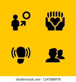 4 human icon set with solidarity, money and footprint vector illustration for graphic design and web