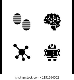 4 human icons in vector set. robot, molecule, brain and footprint illustration for web and graphic design