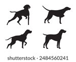 4 hunting dogs silhouette vector art design