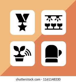 4 husband icons in vector set. military and farming and gardening illustration for web and graphic design
