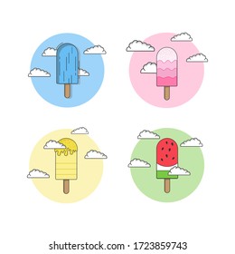 4 colección vectorial de diseño plano de crema de hielo