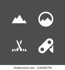 4 ice icons in vector set. mountain summit, hockey, switzerland and mountains inside a circle illustration for web and graphic design