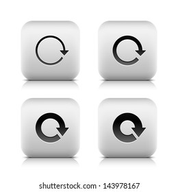 4 icon with arrow sign. Set 01. Refresh, reload, rotation, reset pictogram. Rounded square button with gray reflection, black shadow on white background. Vector illustration web design element 8 eps
