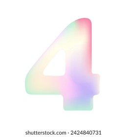 4 icon. Balloon in the shape of number four. Number Four Metal Hologram Sticker Design. Good for birthday, anniversary, anniversary, holiday, discount.