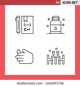 4 Icon Pack Line Style Outline Symbols on White Background. Simple Signs for general designing.