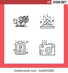 4 Icon Pack Line Style Outline Symbols on White Background. Simple Signs for general designing.