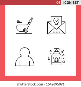 4 Icon Pack Line Style Outline Symbols on White Background. Simple Signs for general designing.