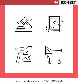 4 Icon Pack Line Style Outline Symbols on White Background. Simple Signs for general designing.
