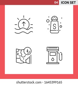 4 Icon Pack Line Style Outline Symbols on White Background. Simple Signs for general designing.