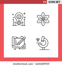 4 Icon Pack Line Style Outline Symbols on White Background. Simple Signs for general designing.