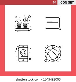 4 Icon Pack Line Style Outline Symbols on White Background. Simple Signs for general designing.