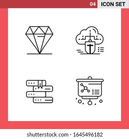 4 Icon Pack Line Style Outline Symbols on White Background. Simple Signs for general designing.