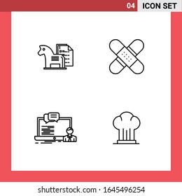 4 Icon Pack Line Style Outline Symbols on White Background. Simple Signs for general designing.