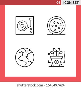 4 Icon Pack Line Style Outline Symbols on White Background. Simple Signs for general designing.