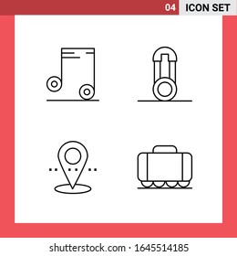 4 Icon Pack Line Style Outline Symbols on White Background. Simple Signs for general designing.