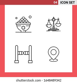 4 símbolos de esquema de estilo de línea de paquete de iconos en fondo blanco. Sencillos signos para el diseño general.