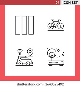 4 Icon Pack Line Style Outline Symbols on White Background. Simple Signs for general designing.