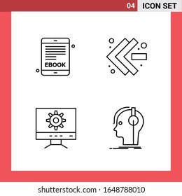 4 Icon Pack Line Style Outline Symbols on White Background. Simple Signs for general designing.