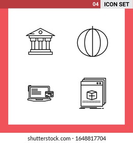 4 Icon Pack Line Style Outline Symbols on White Background. Simple Signs for general designing.