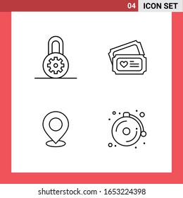 4 Icon Pack Line Style Outline Symbols on White Background. Simple Signs for general designing.