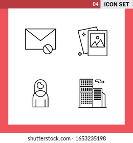 4 Icon Pack Line Style Outline Symbols on White Background. Simple Signs for general designing.