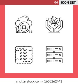 4 Icon Pack Line Style Outline Symbols on White Background. Simple Signs for general designing.