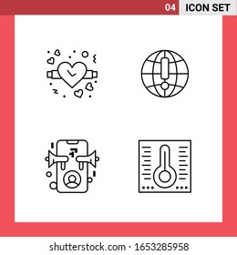 4 Icon Pack Line Style Outline Symbols on White Background. Simple Signs for general designing.