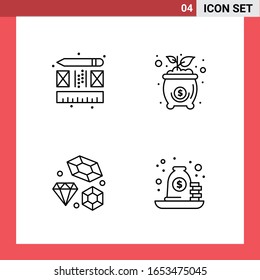 4 Icon Pack Line Style Outline Symbols on White Background. Simple Signs for general designing.