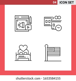 4 Icon Pack Line Style Outline Symbols on White Background. Simple Signs for general designing.