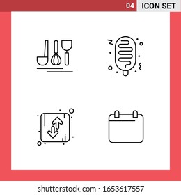 4 Icon Pack Line Style Outline Symbols on White Background. Simple Signs for general designing.