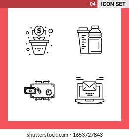4 Icon Pack Line Style Outline Symbols on White Background. Simple Signs for general designing.