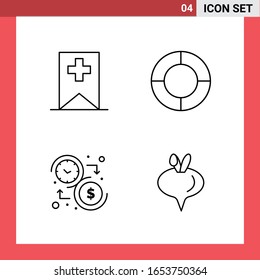 4 Icon Pack Line Style Outline Symbols on White Background. Simple Signs for general designing.