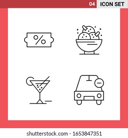 4 Icon Pack Line Style Outline Symbols on White Background. Simple Signs for general designing.