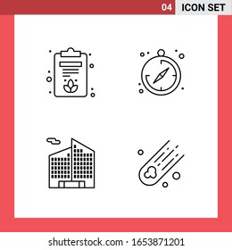 4 Icon Pack Line Style Outline Symbols on White Background. Simple Signs for general designing.