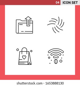 4 Icon Pack Line Style Outline Symbols on White Background. Simple Signs for general designing.